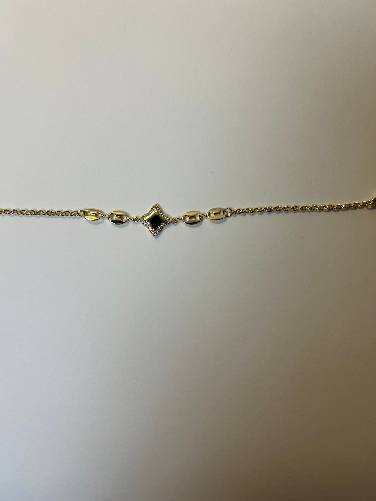 Gold Mariner Chain Bracelet with CZ Star Charm