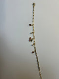 Gold Paperclip Chain Bracelet with Cherry & Pearl Charms