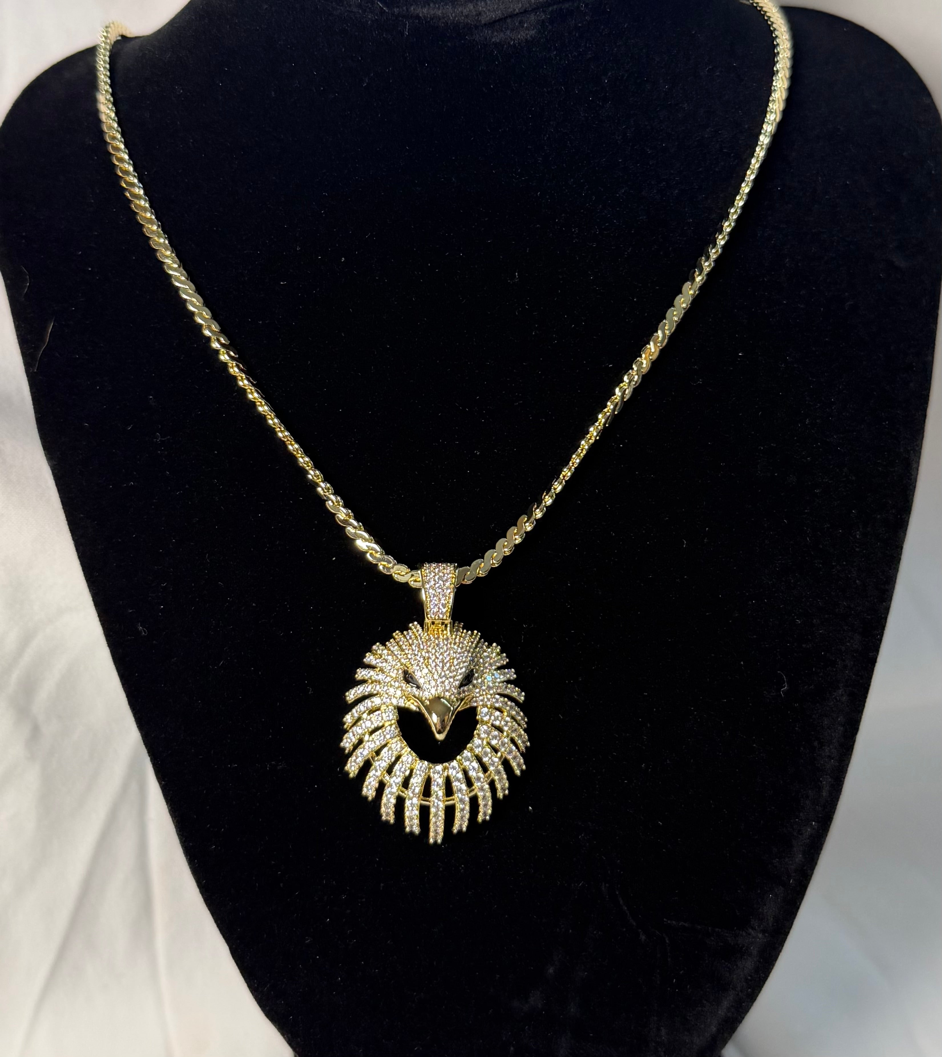 Iced-Out Eagle Pendant Necklace 20"