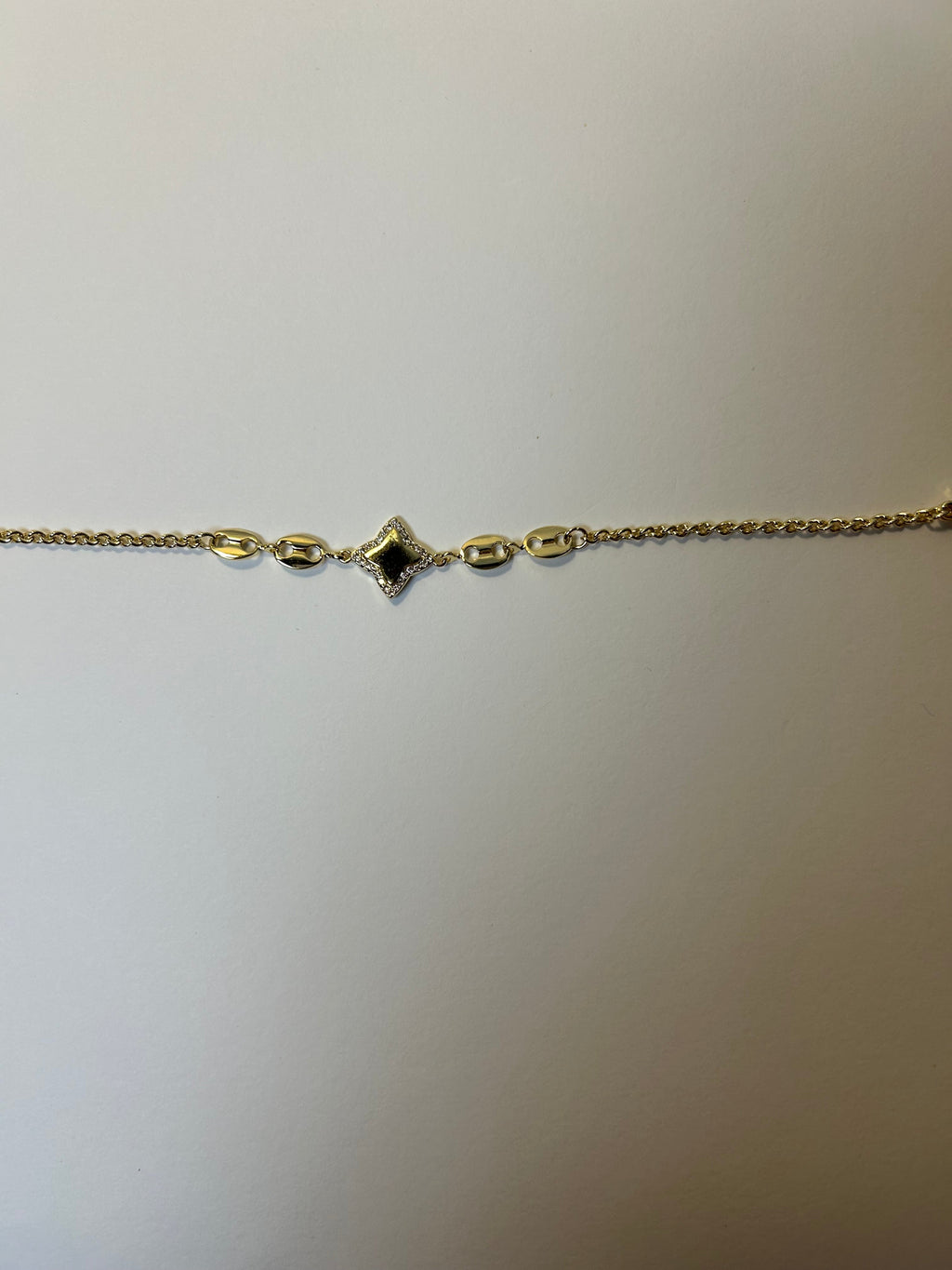 Gold Mariner Chain Bracelet with CZ Star Charm