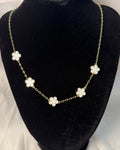White Flower Jewelry Set — Necklace, Bracelet & Earrings