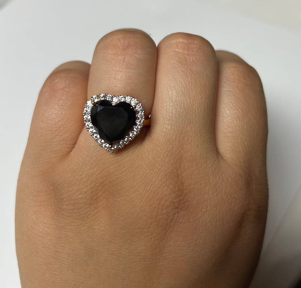 Black Heart Halo Ring