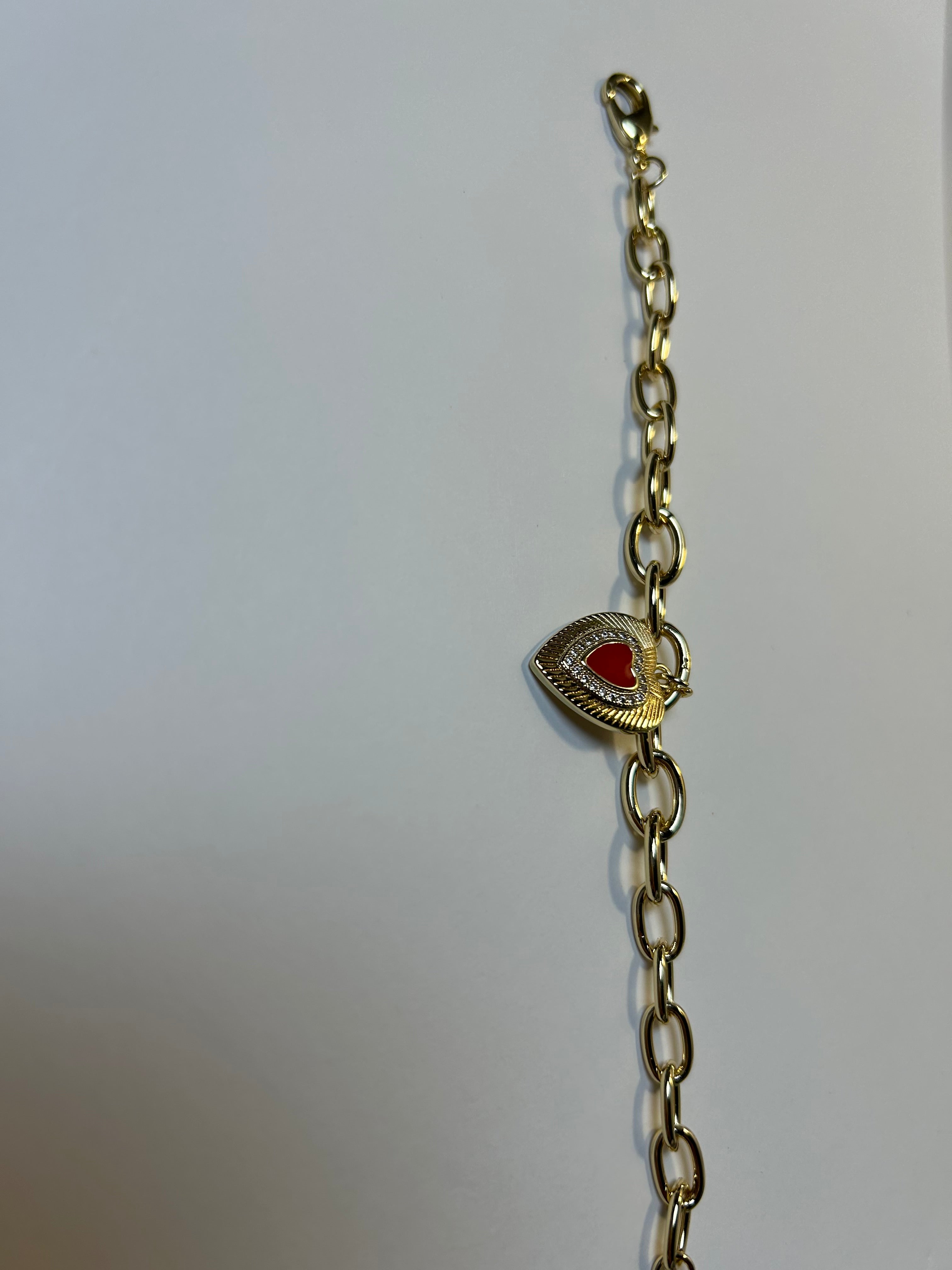 Gold Heart Charm Chain Bracelet
