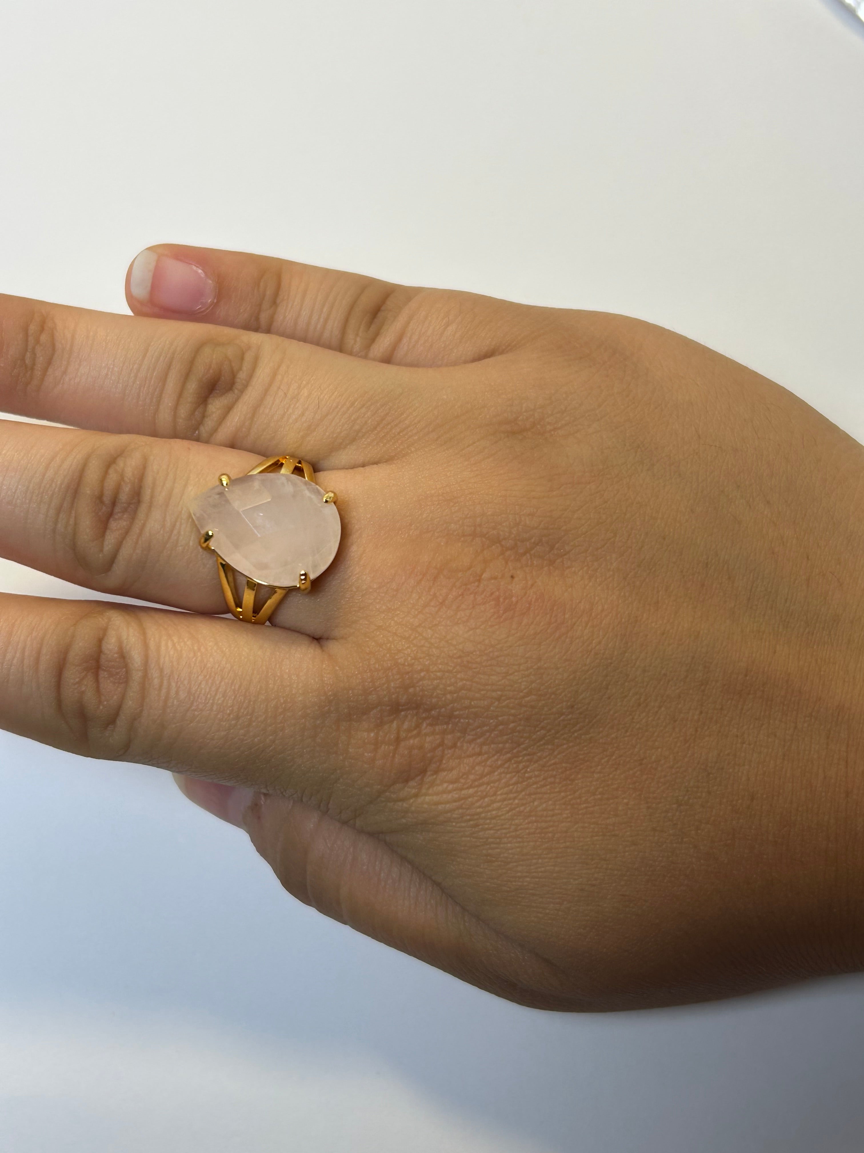 Rose Quartz Statement Ring