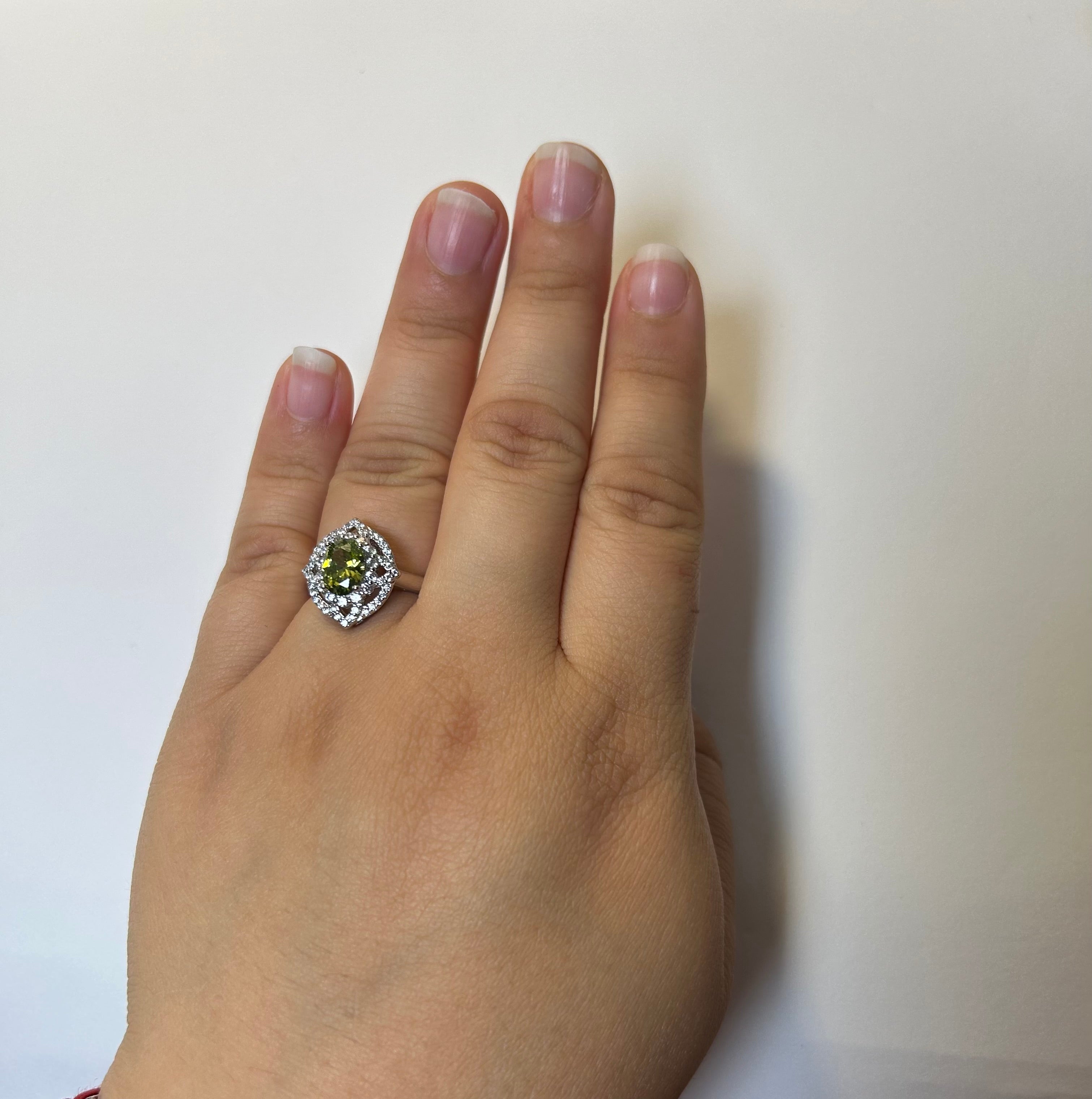 Crystal Halo Oval Stone Ring