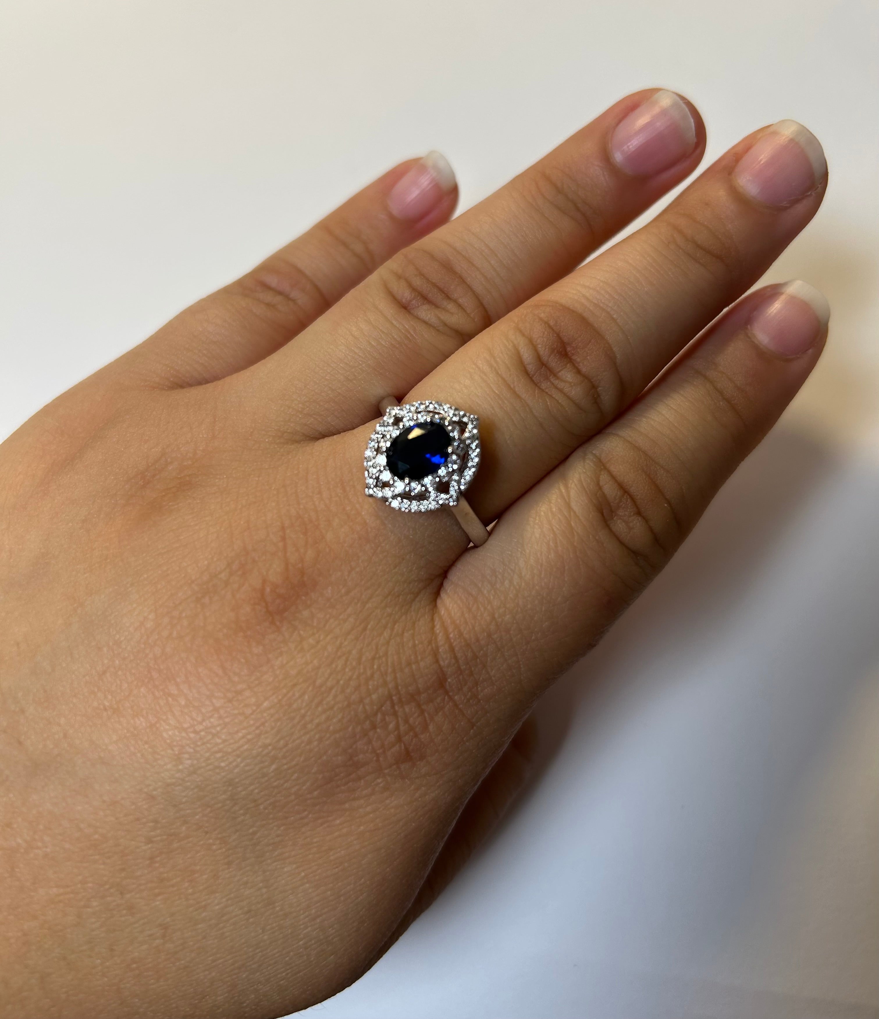Crystal Halo Oval Stone Ring