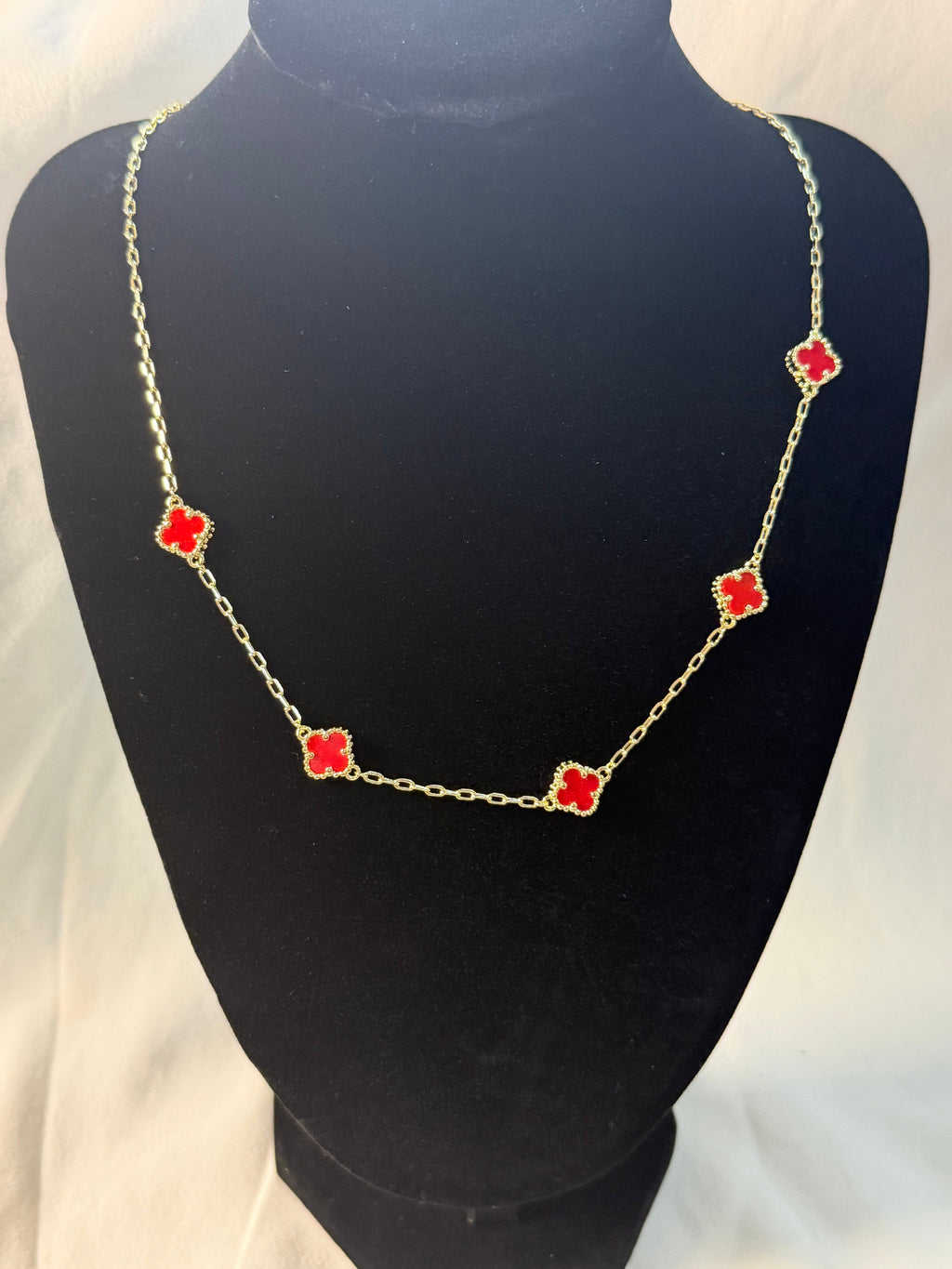 Red Clover Charm Necklace