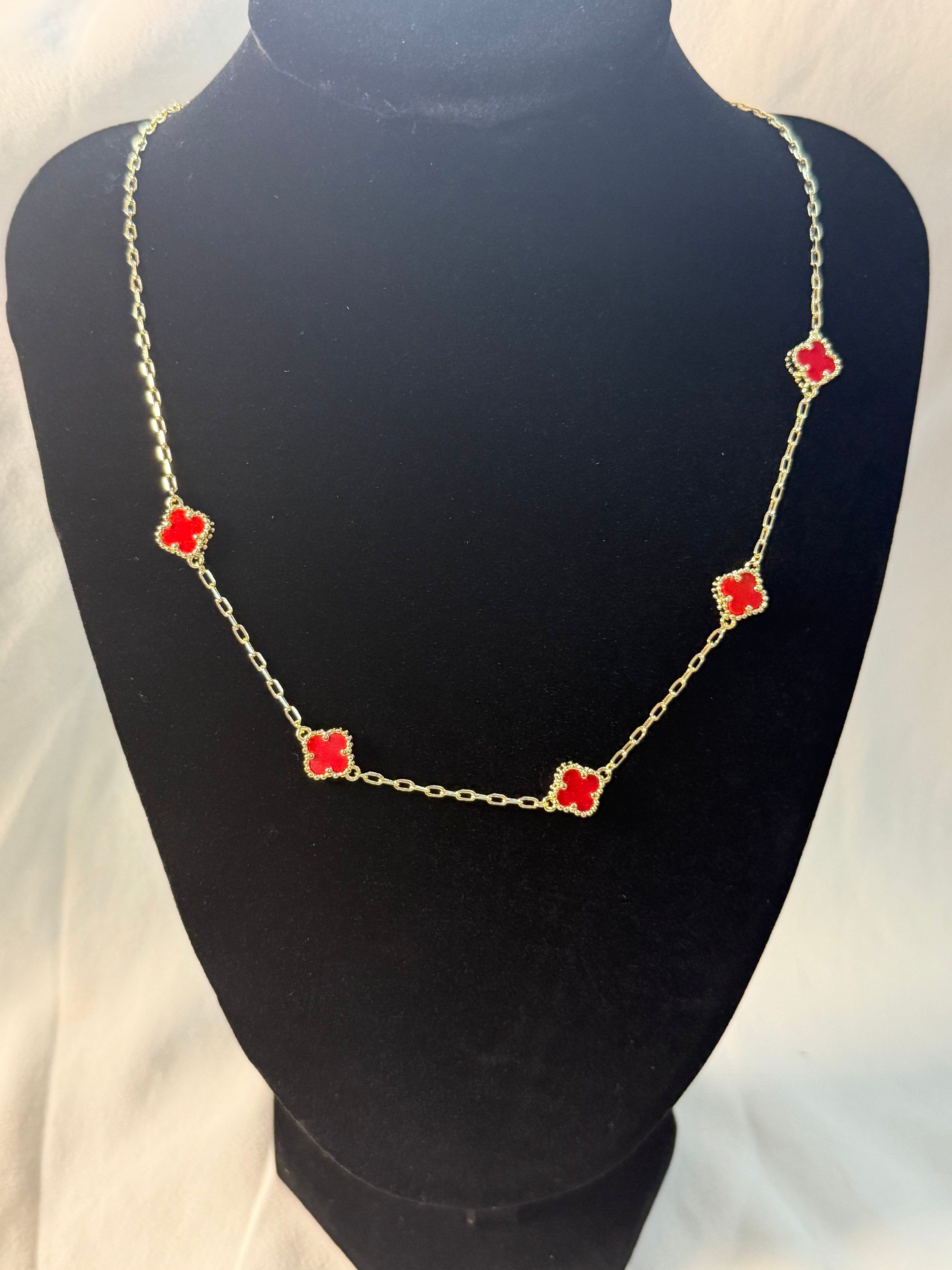 Red Clover Charm Necklace