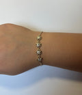 Gold CZ Flower Link Bracelet
