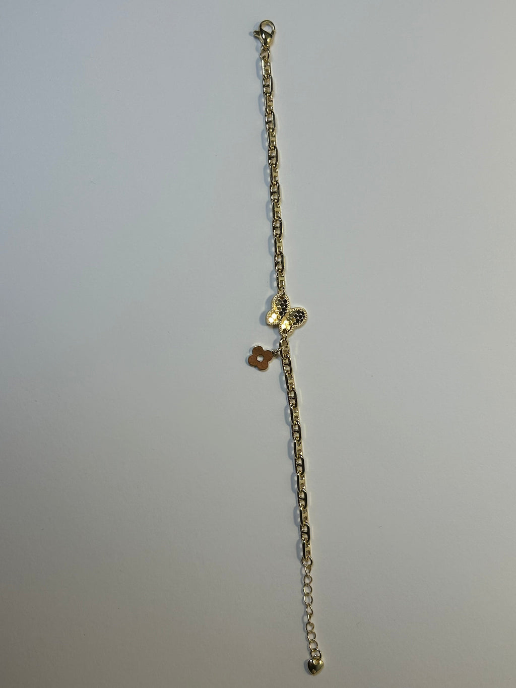 Gold Butterfly & Clover Charm Bracelet