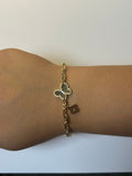 Gold Butterfly & Clover Charm Bracelet