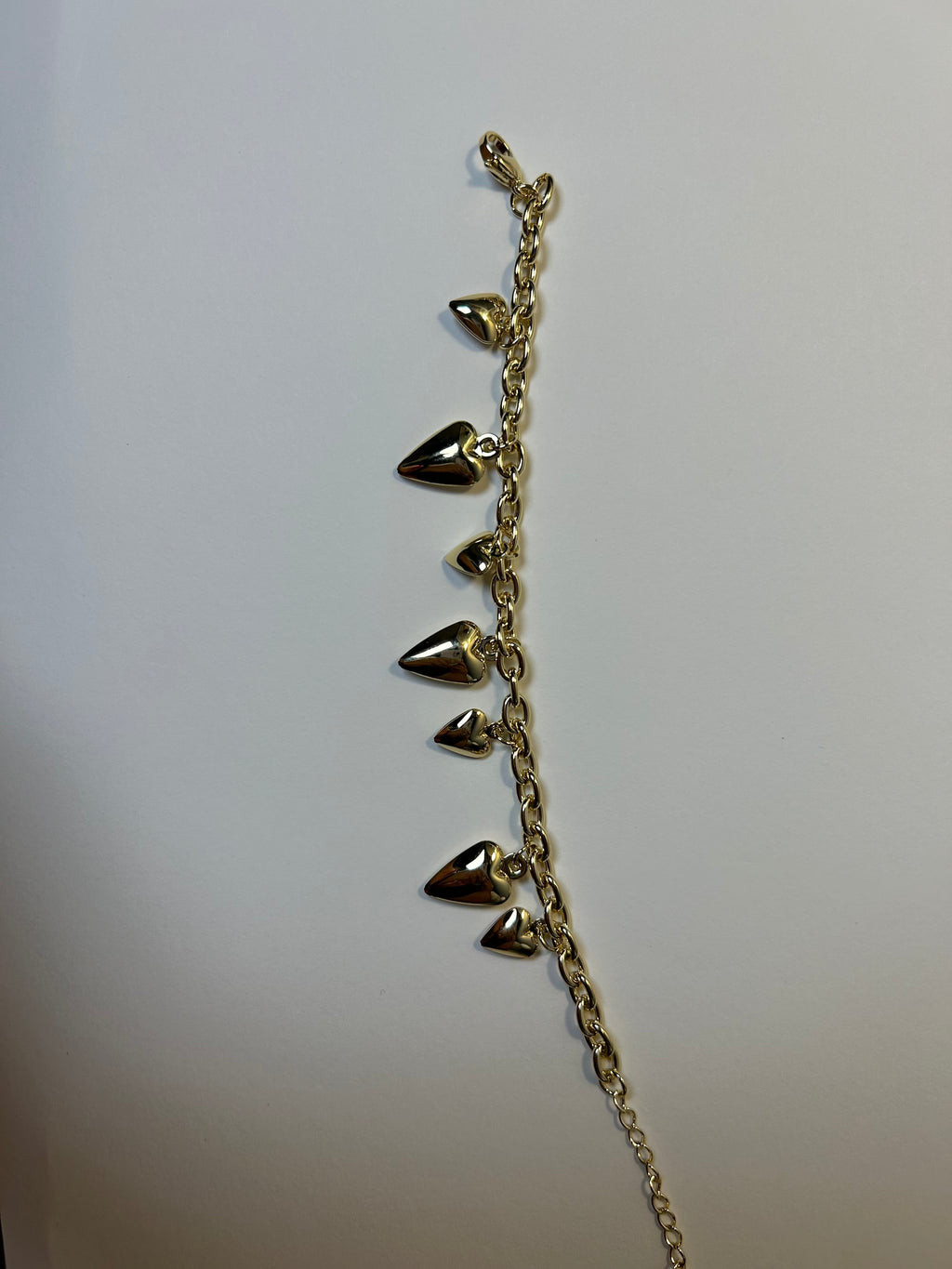 Gold Puffy Heart Charm Bracelet
