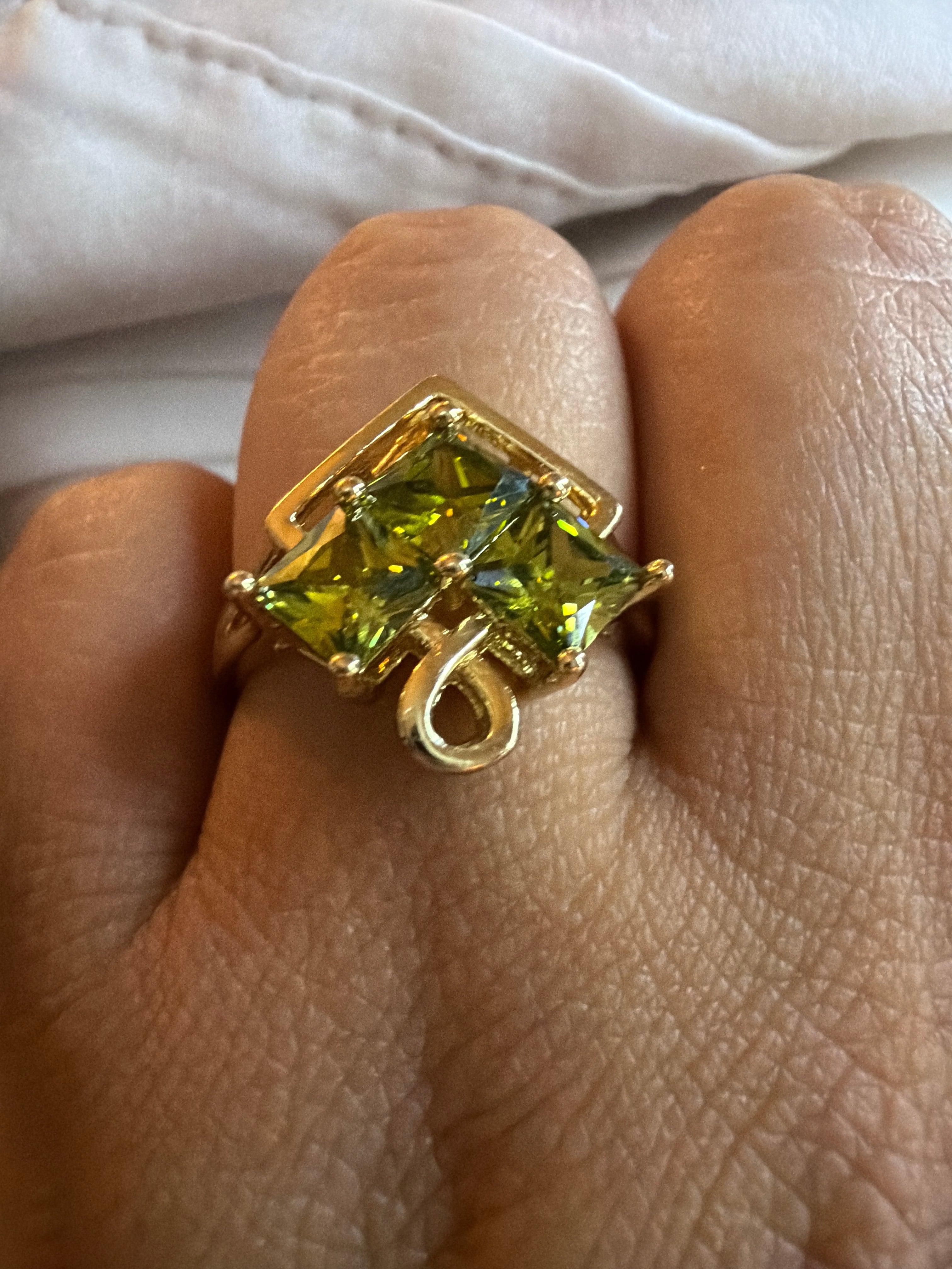 Bold Peridot Green Stone Gold Statement Ring