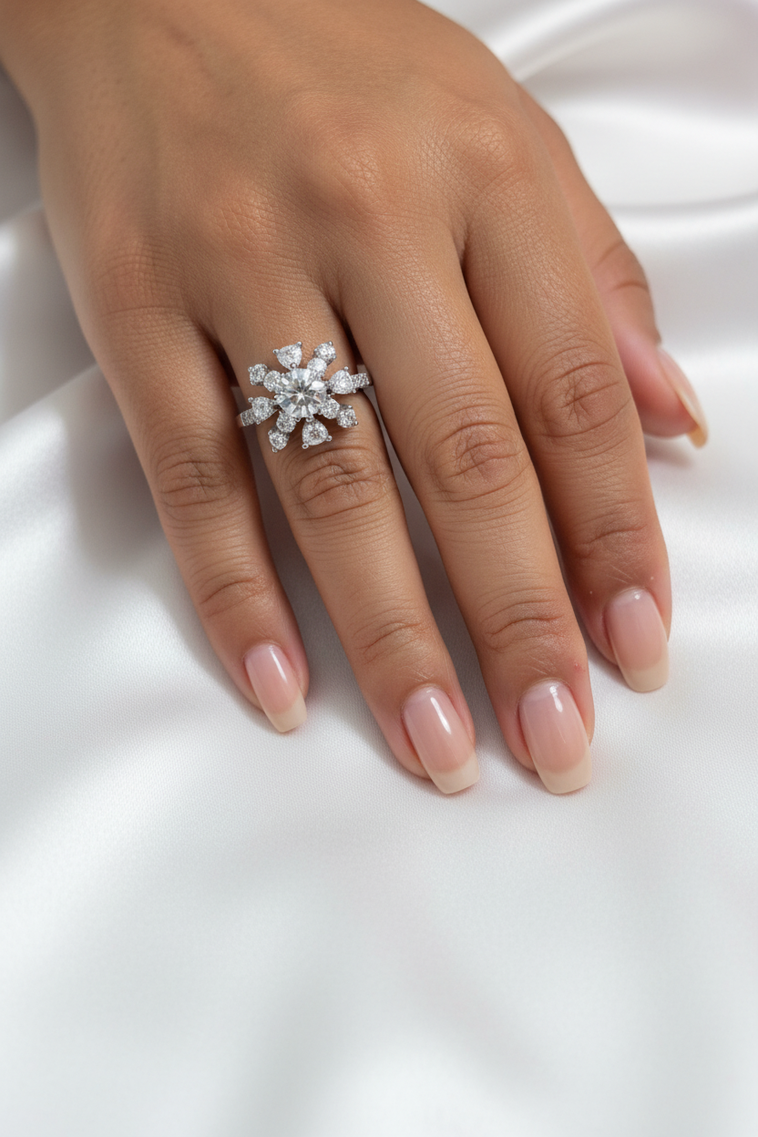 Anillo flor plata - modelo