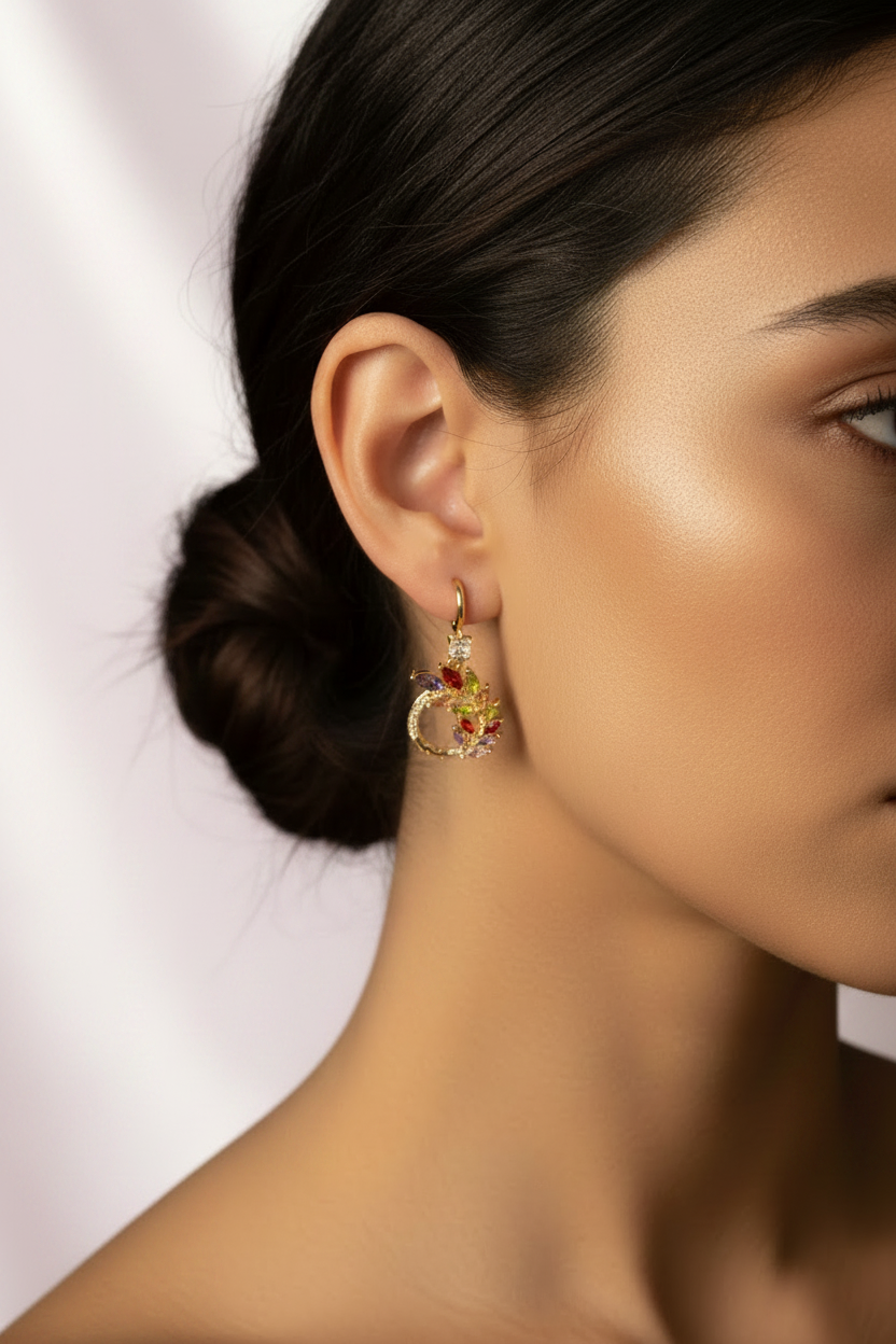 Aretes florales seda