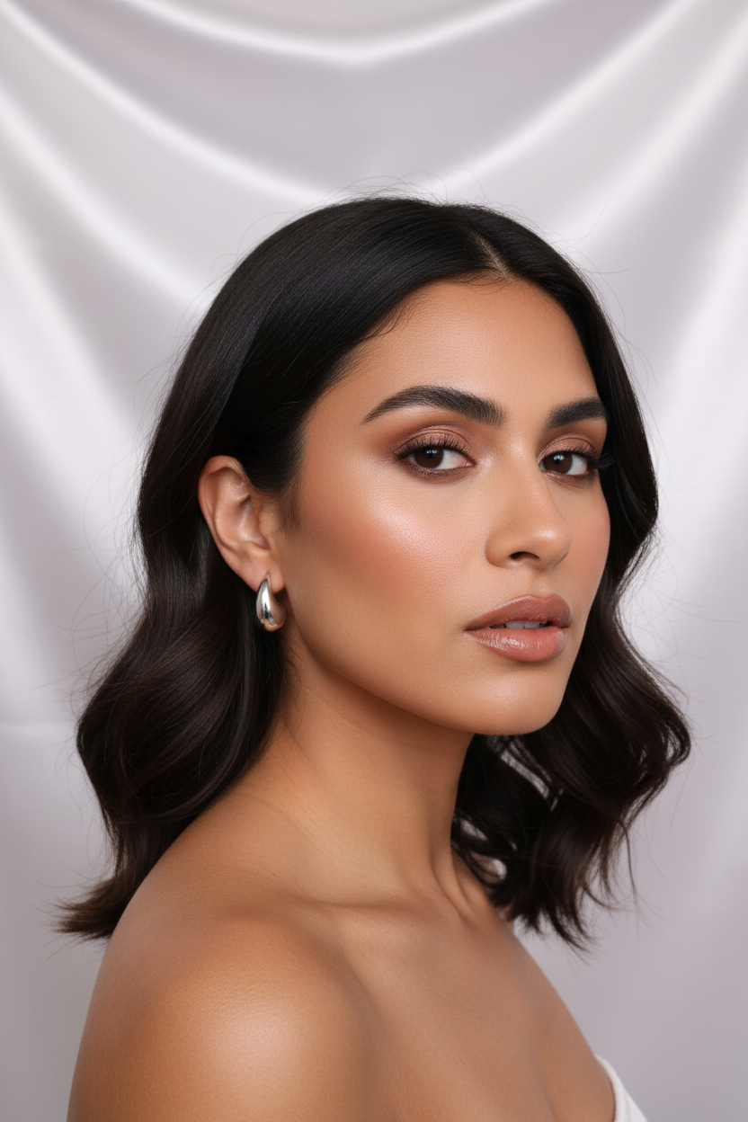 Aretes Gota Plateados con modelo