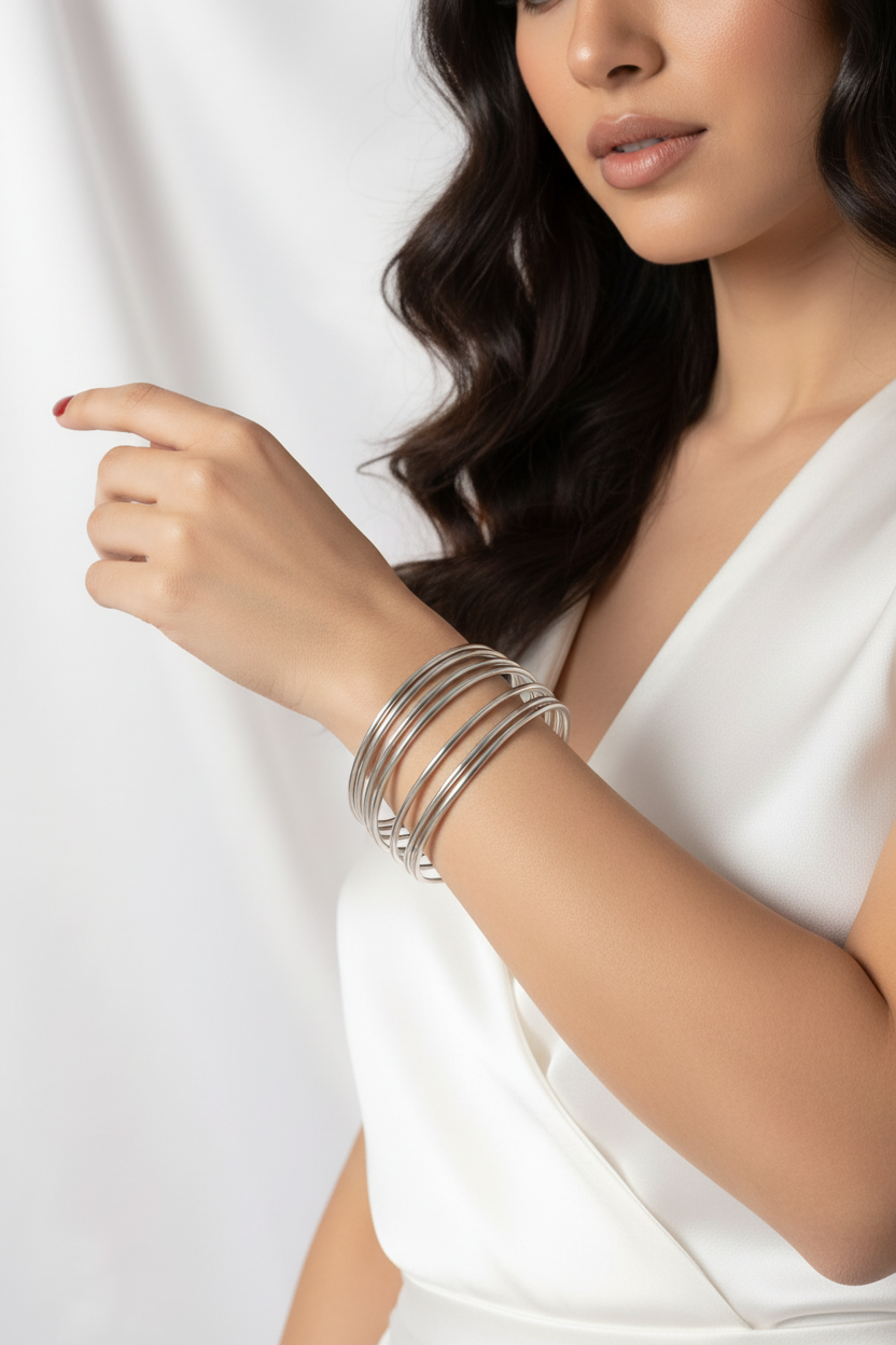 Bangles Plateados - Modelo