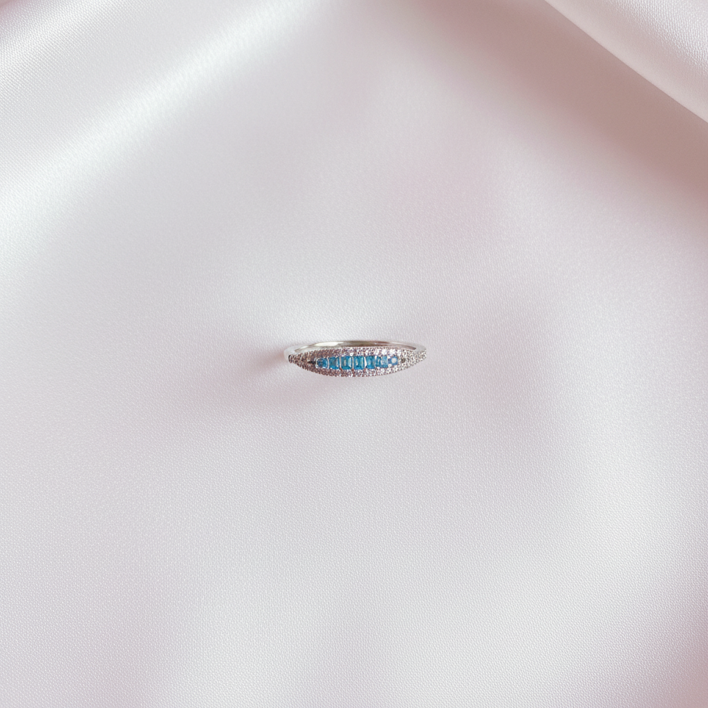 Blue Pavé Band Flat Lay