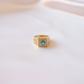 Blue Topaz Honeycomb Ring - Flat Lay