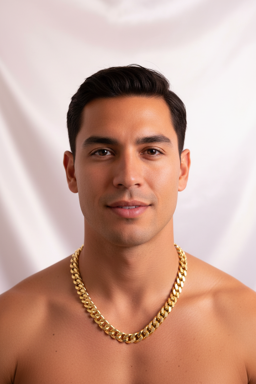 Chunky Cuban Link Chain - Male Model