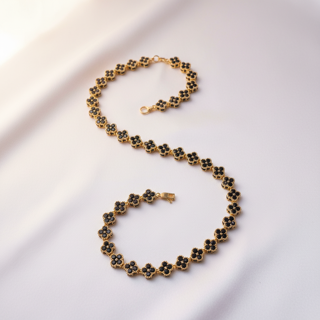 Clover Necklace Flat Lay