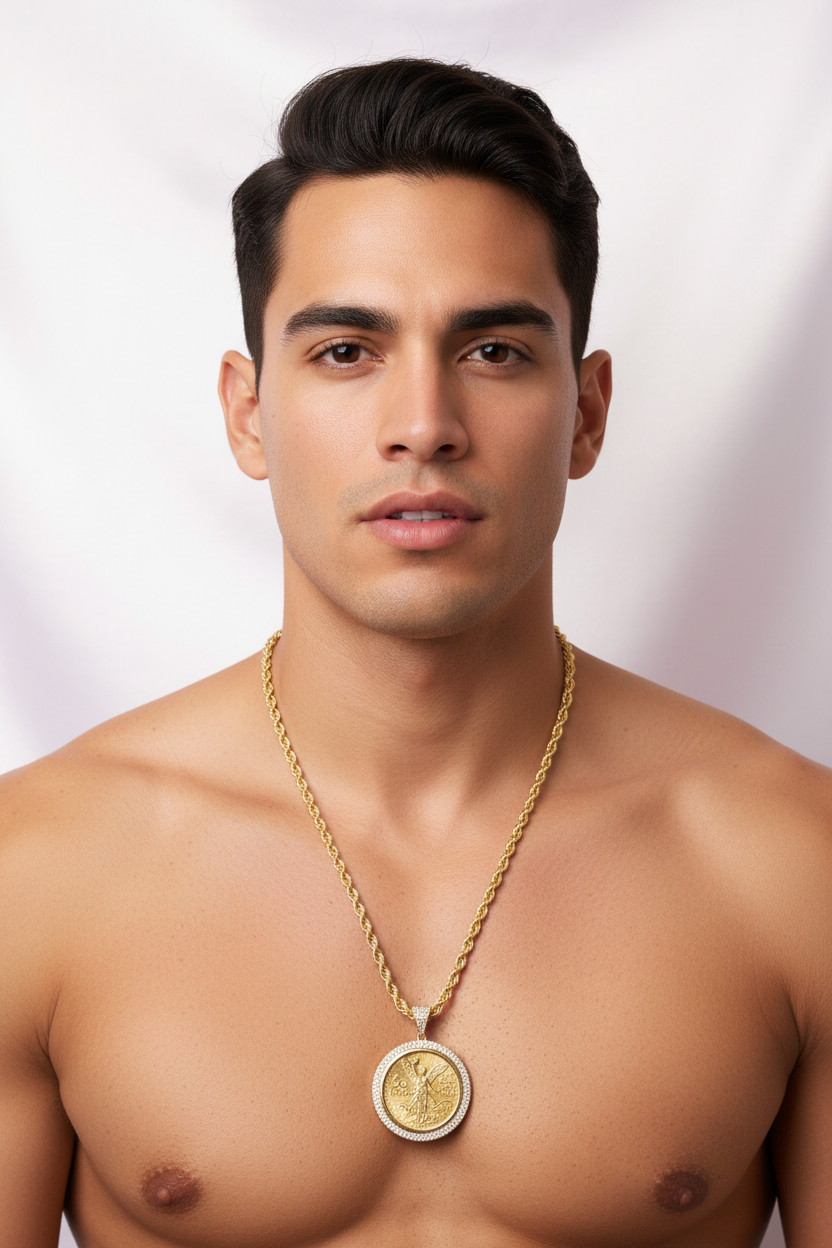 Collar Moneda 50 Pesos - Modelo Hombre