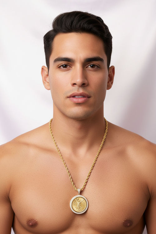 Collar Moneda 50 Pesos - Modelo Hombre