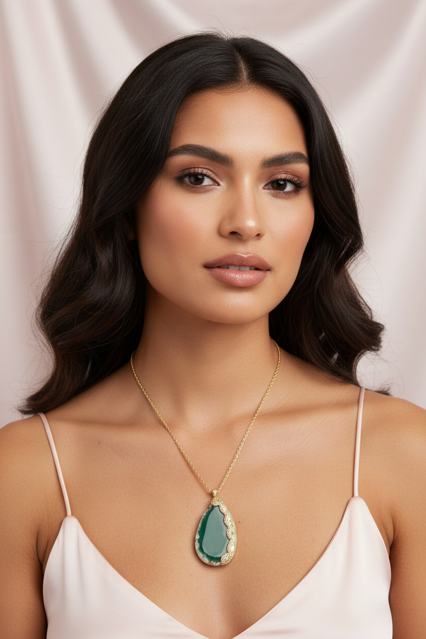 Collar Piedra Verde — Modelo