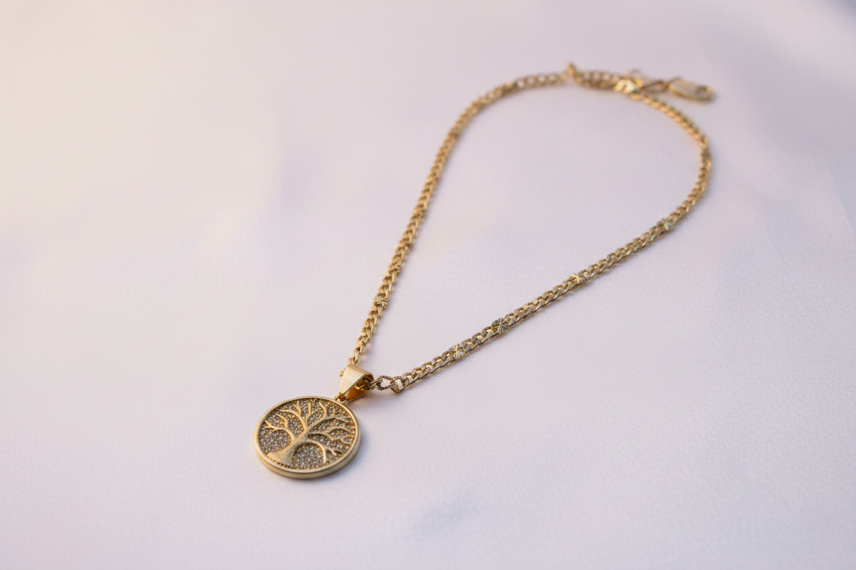 Collar Árbol de Vida con Cadena Estrellada