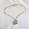 Crystal Elephant Pendant Necklace Flat Lay