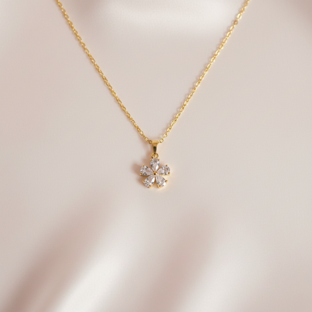 Crystal Flower Necklace Solo