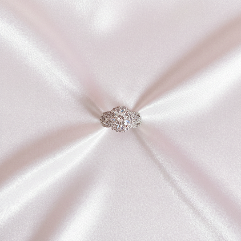 Crystal Halo Ring Flat Lay