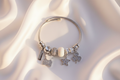 Crystal Teddy & Star Charm Bangle Bracelet