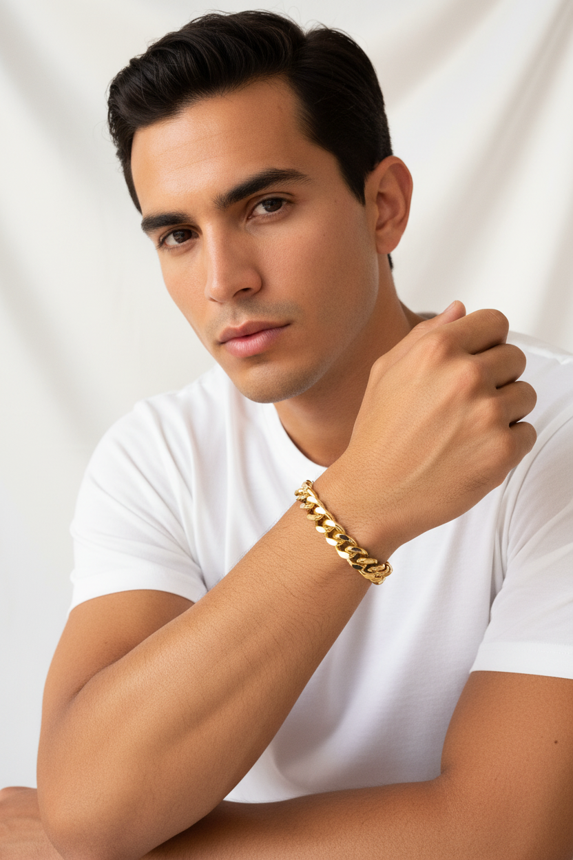 Cuban Link Bracelet Male Model