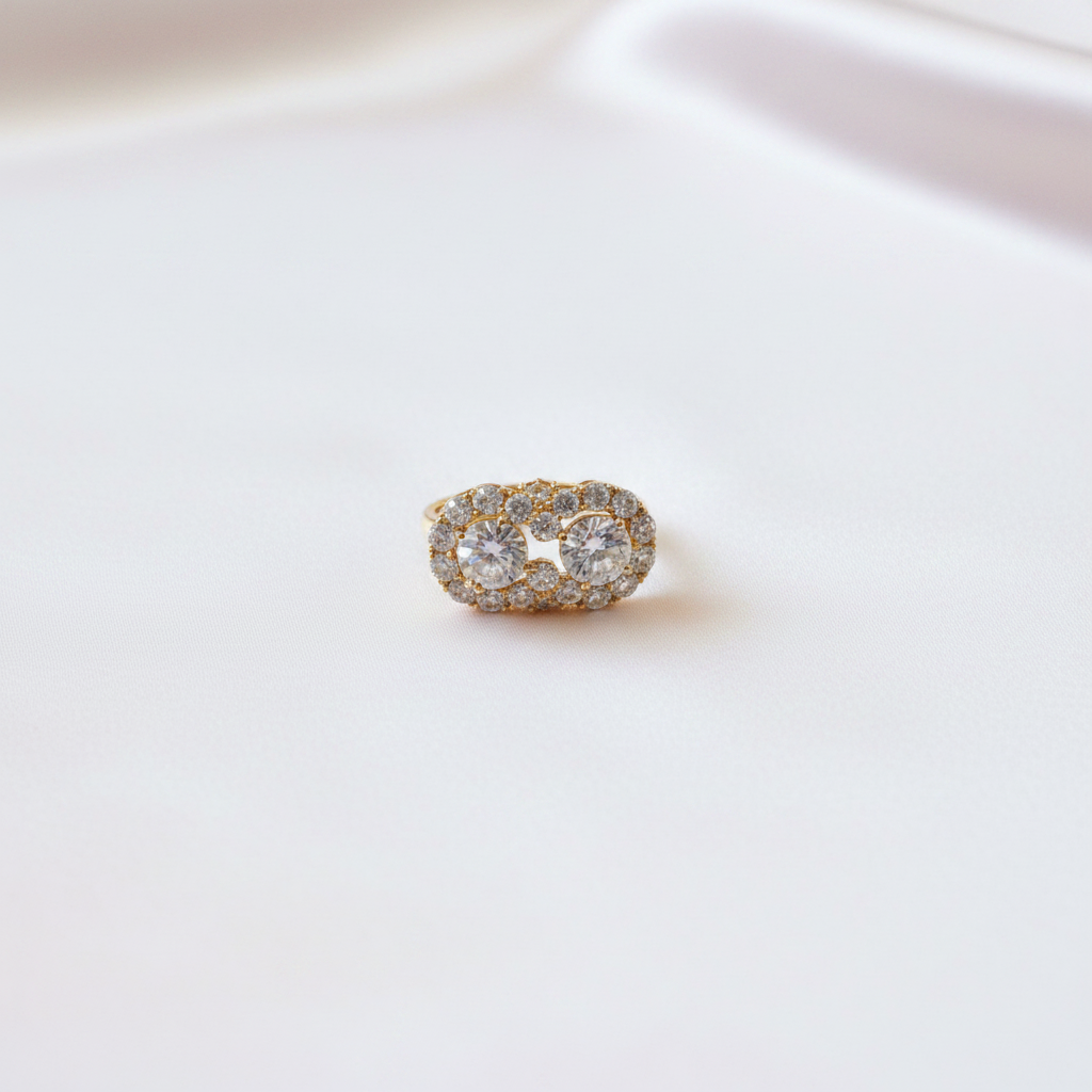 Double Halo Cocktail Ring Flat Lay