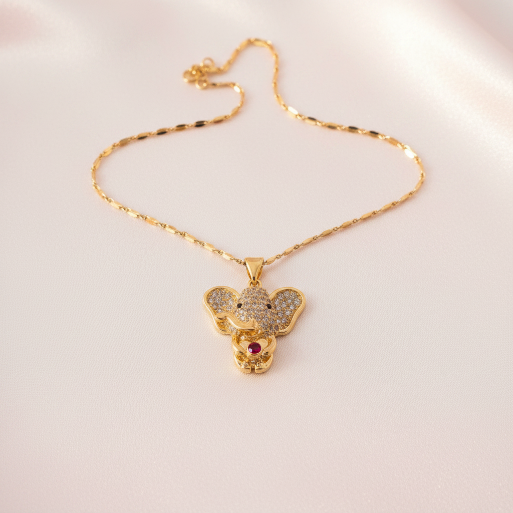Elephant Necklace Flat Lay
