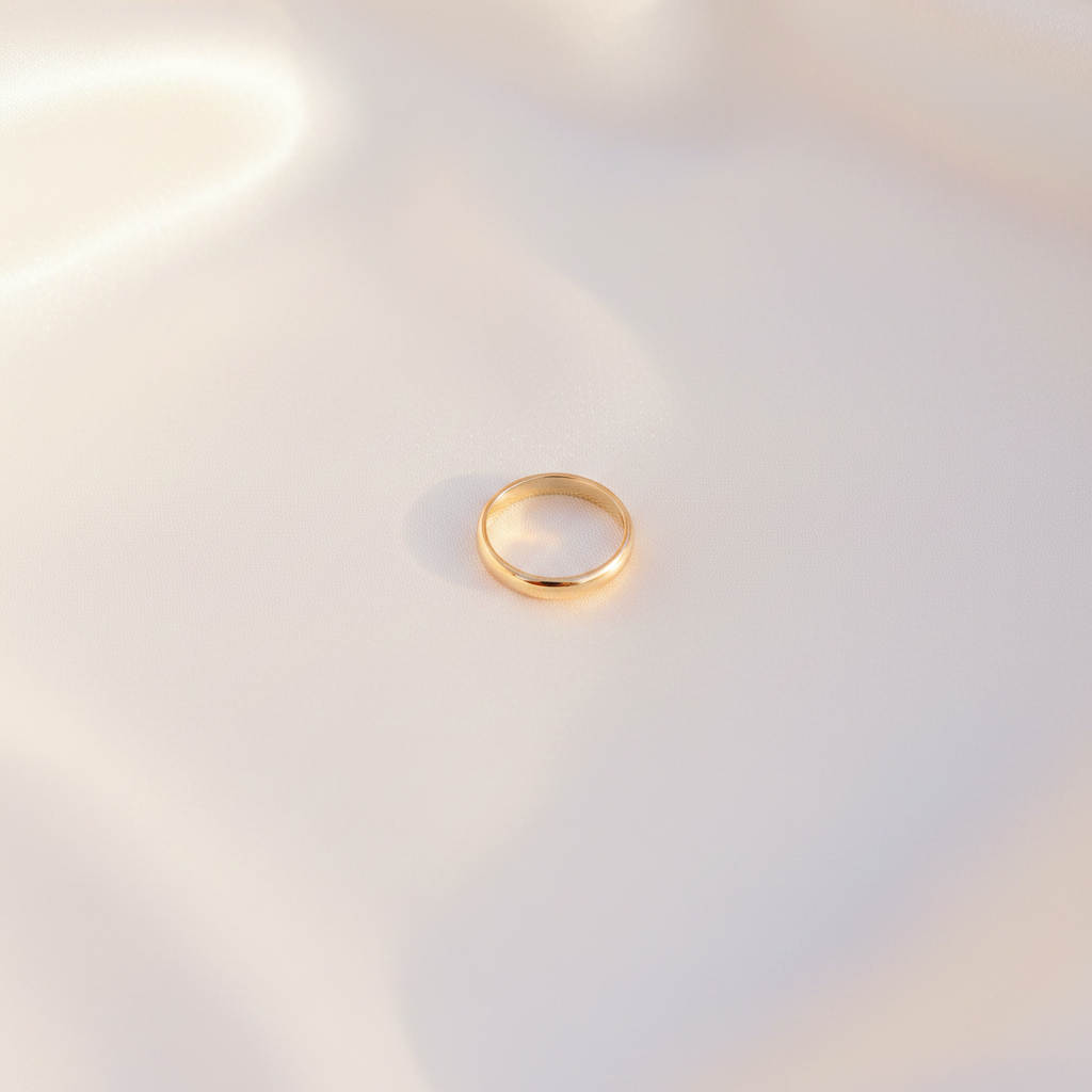 Flat Lay Gold Band Ring