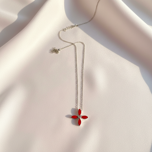 Flat lay - Trébol Rojo Plateado