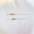 Gold Clover Threader Earrings Flat Lay