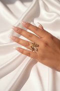 Gold Crystal Bow Ring