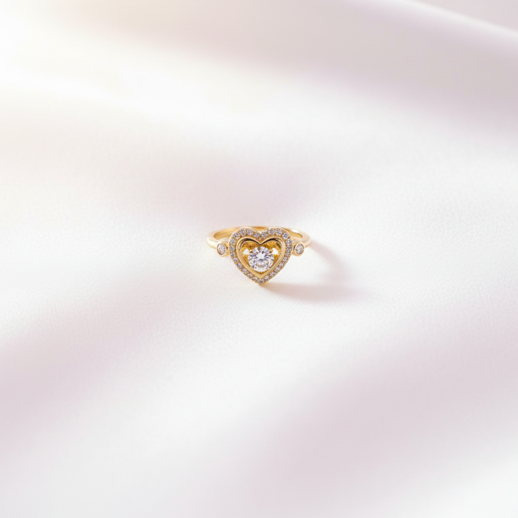 Gold Crystal Heart Ring