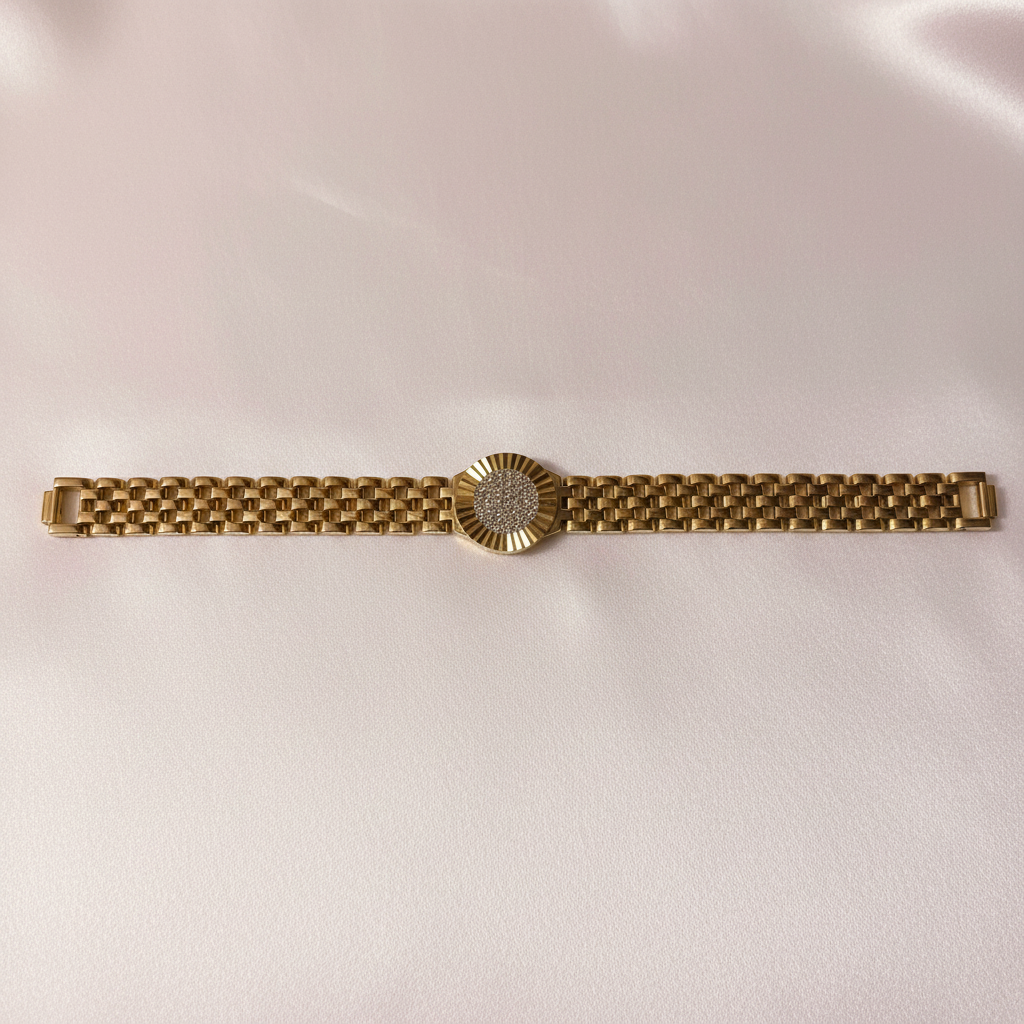 Gold Diamond Bracelet Flat Lay