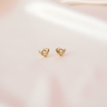Gold Dolphin Heart Stud Earrings Flat Lay