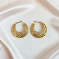 Gold Filigree Hoop Earrings Flat Lay