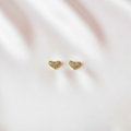 Gold Pavé Heart Stud Earrings Flat Lay