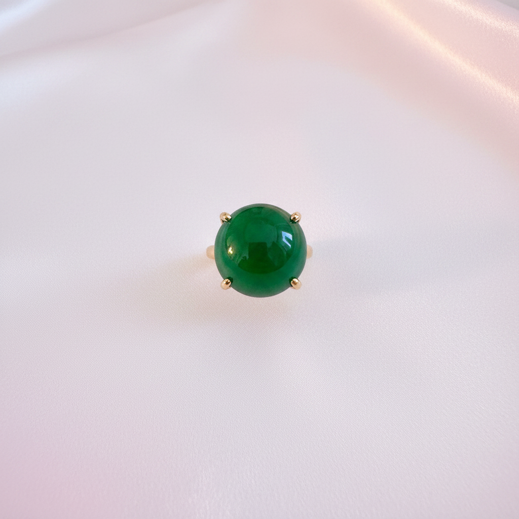 Green Jade Ring Flat Lay