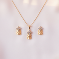Teddy Bear Crystal Necklace & Earring Set - Gold Layered