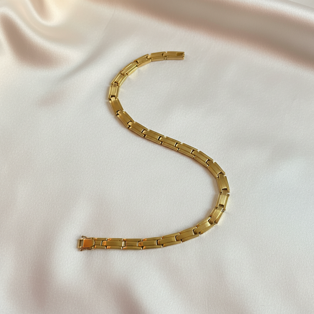 Men's Gold Link Bracelet Flat Lay