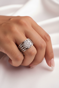 Men's White Gold Pavé Ring - Male Model