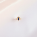 Navy Blue Opal Hexagonal Halo Ring